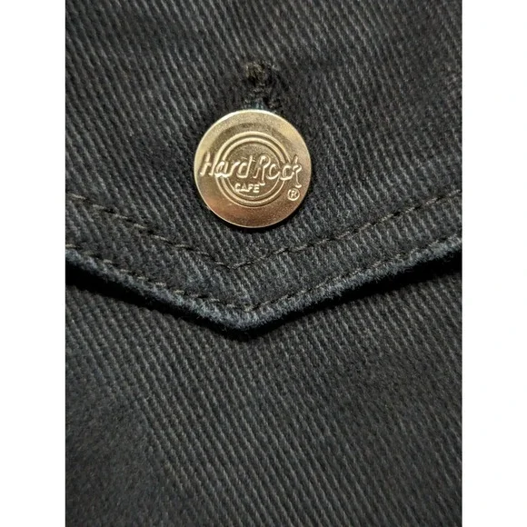Hard Rock Cafe Makati Philippines Black Denim Button Up Jacket Unisex Vintage